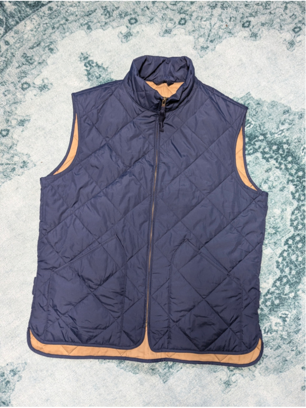 J.Crew Authentic Outerwear Navy Diamond Quilted Walker Vest - Men's Size M